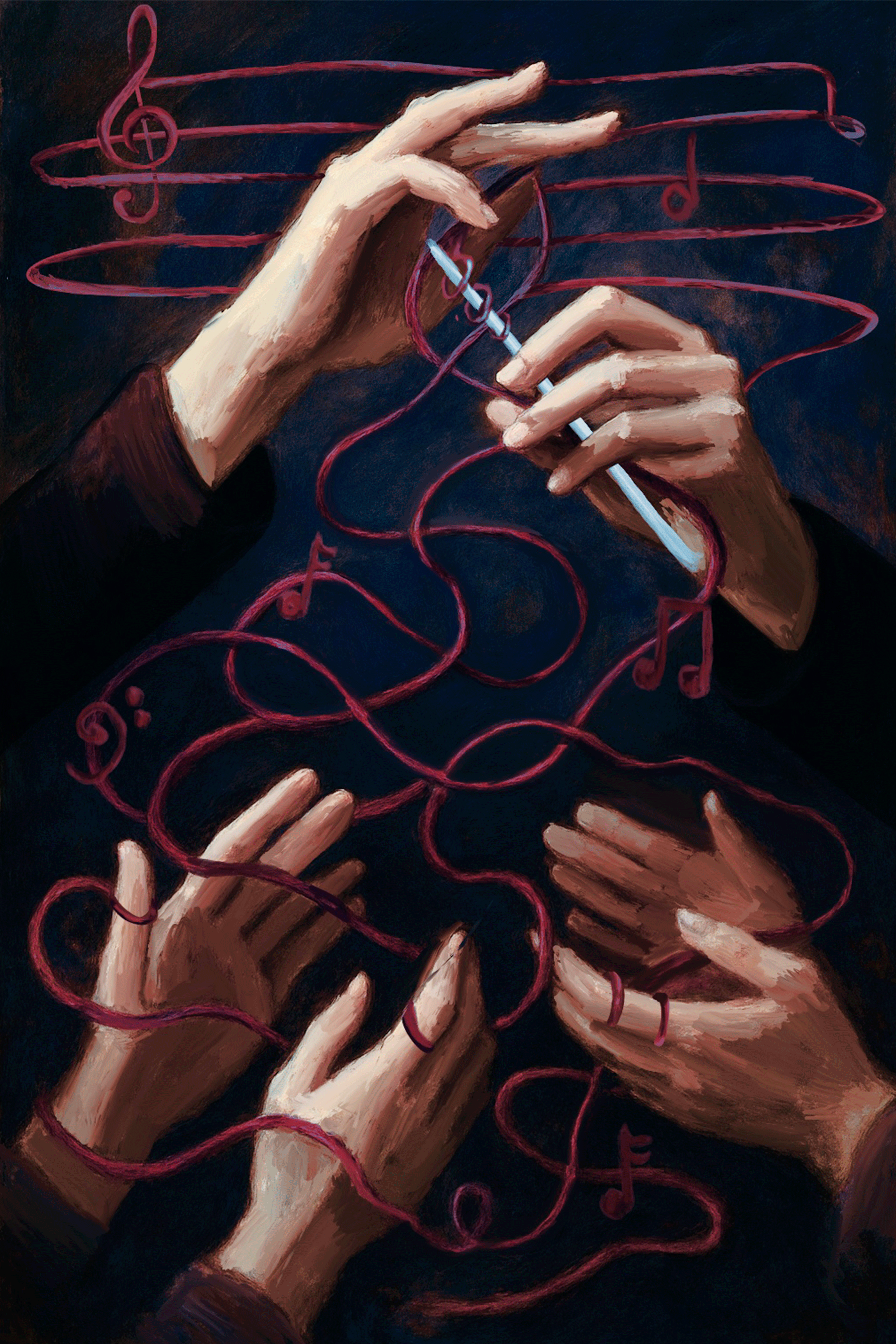 Ilustración Manos que Tejen